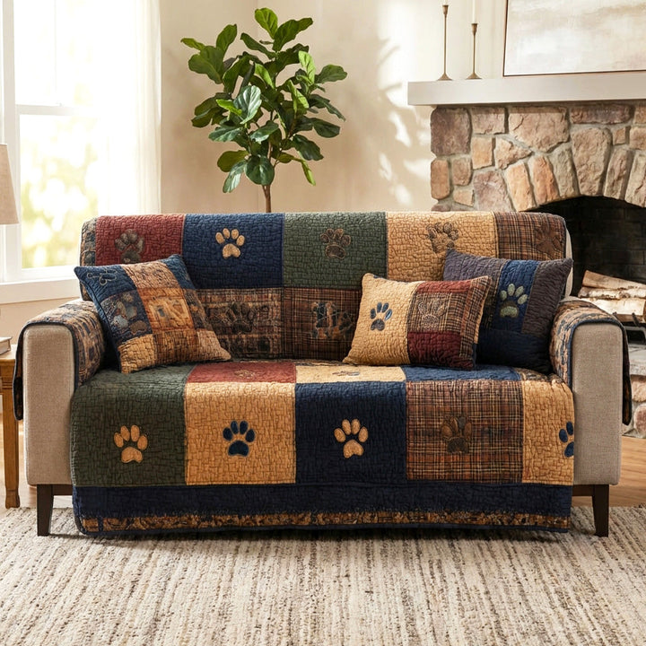 Rustik Paw Quiltet Sofa Dække NCU0TV874