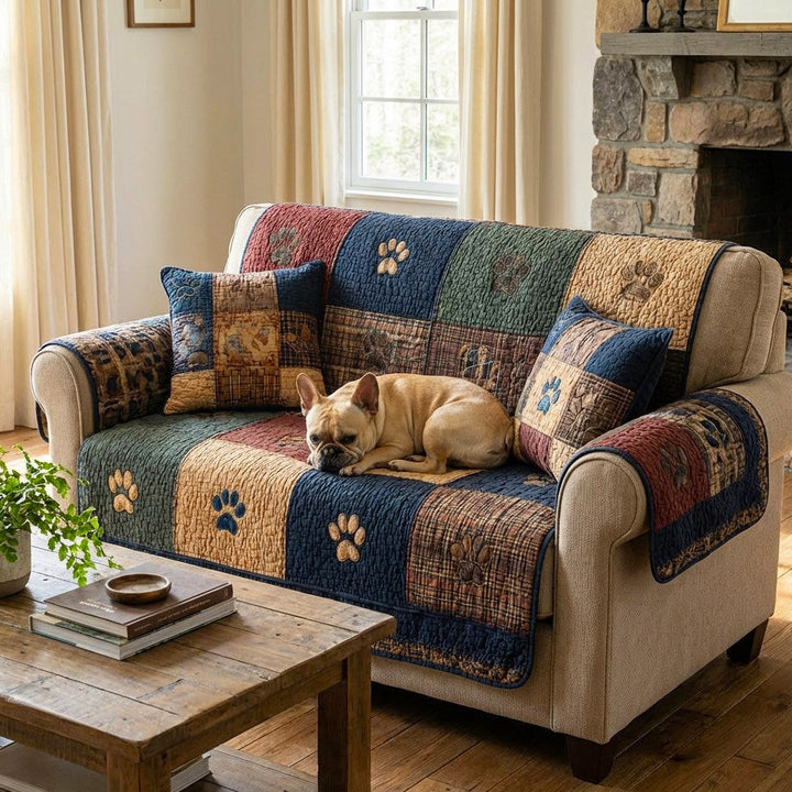 Rustik Paw Quiltet Sofa Dække NCU0TV874