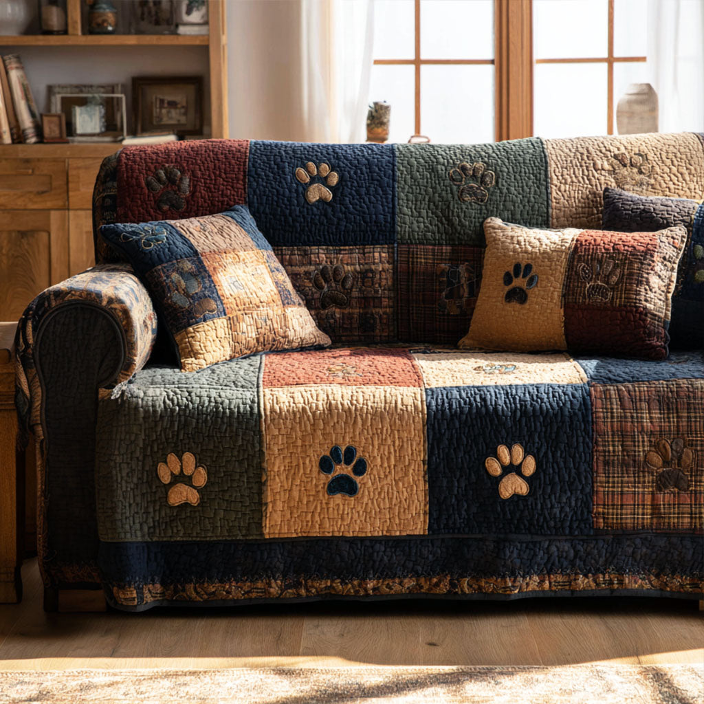 Rustik Paw Quiltet Sofa Dække NCU0TV874