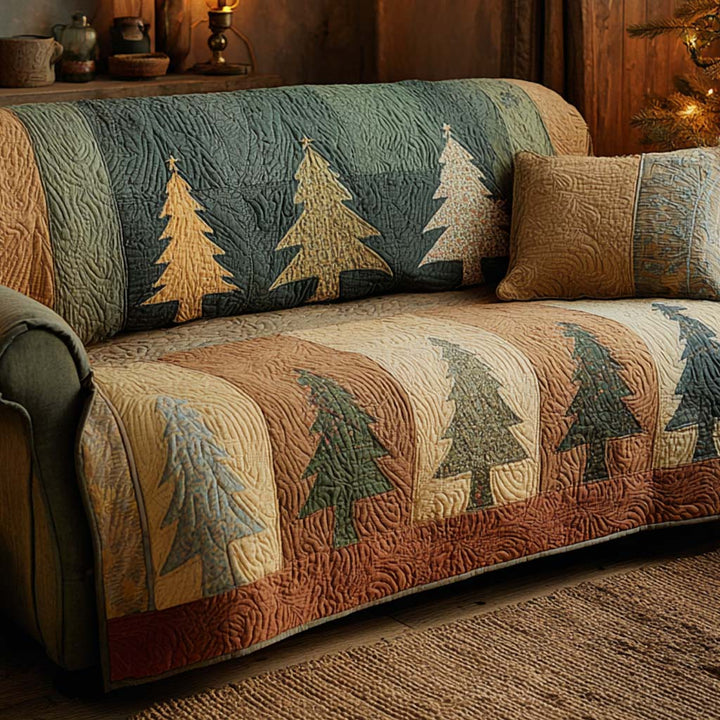 Rustik Vinter Fyrretræ Quilted Sofa Dække NCU0XD1919