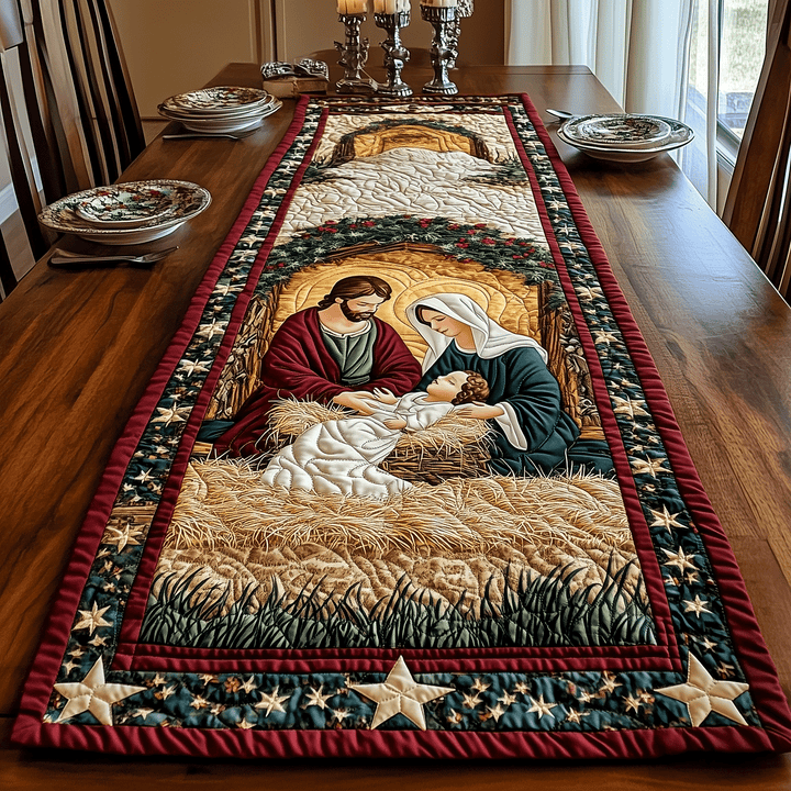 Hellige Fødselsdags Scene Quilted Bordløber NCU0TH1945