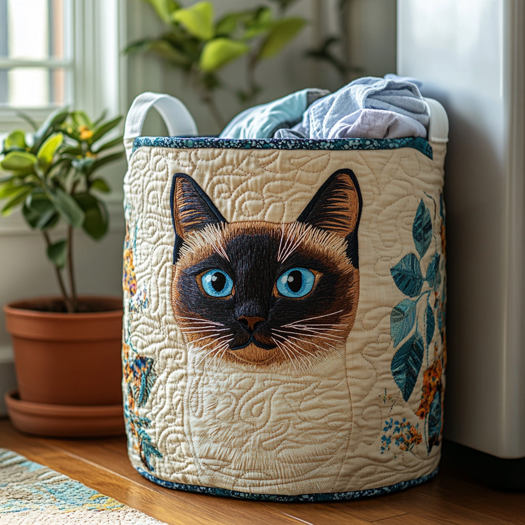 Siamesisk Kat Glæde Quilted Vasketøjskurv NCU0DV854