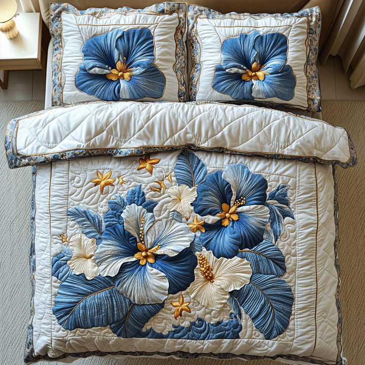 Hibiscus 3-delt quiltet sengetøjssæt NCU0VT172