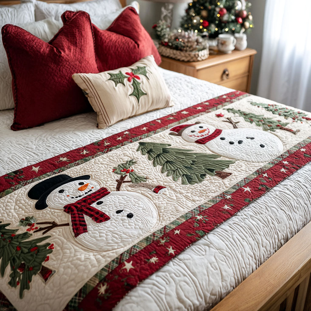 Smilende Snemand Quilted Bed Runner NCU0PT9039
