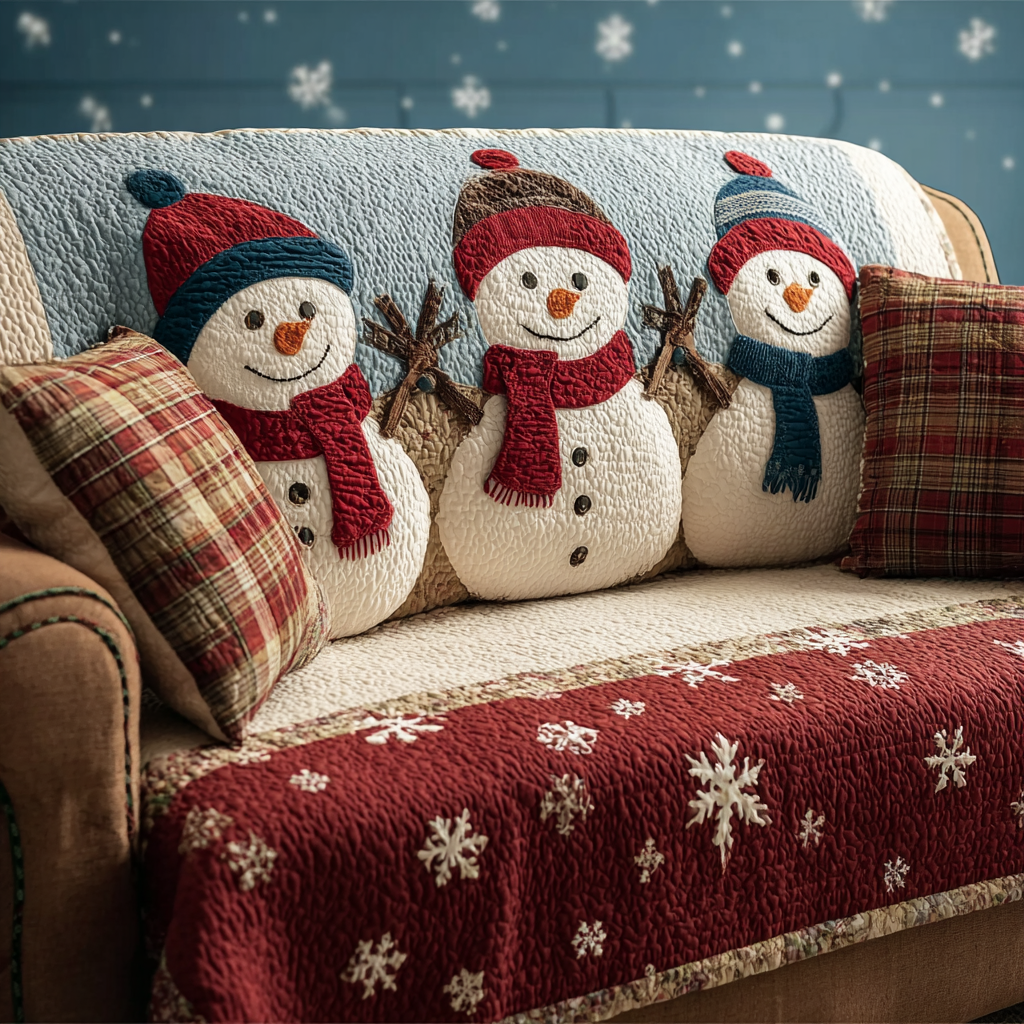 Smilende Snemand Quilted Sofa Dække NCU0DK10795