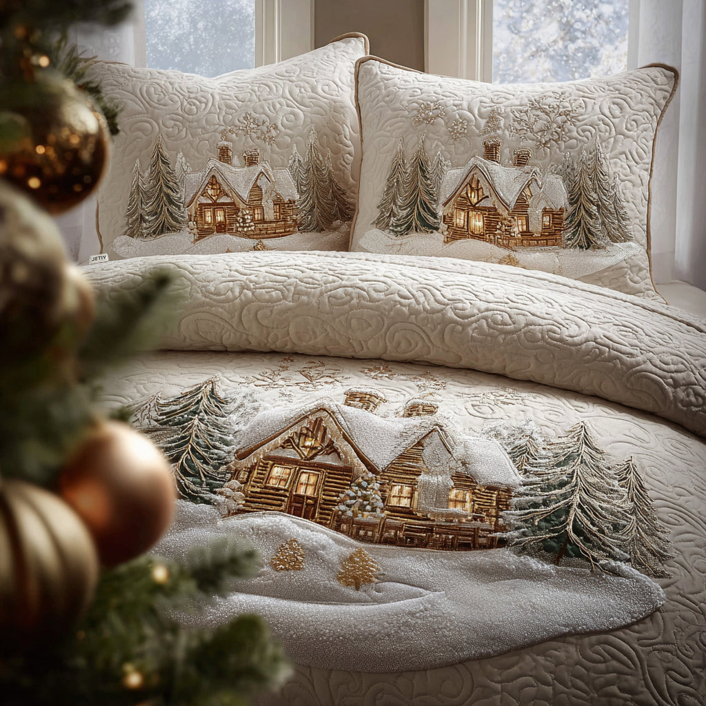 Snowlight Cabin 3-delt quiltet sengetøjssæt NCU0DV8327