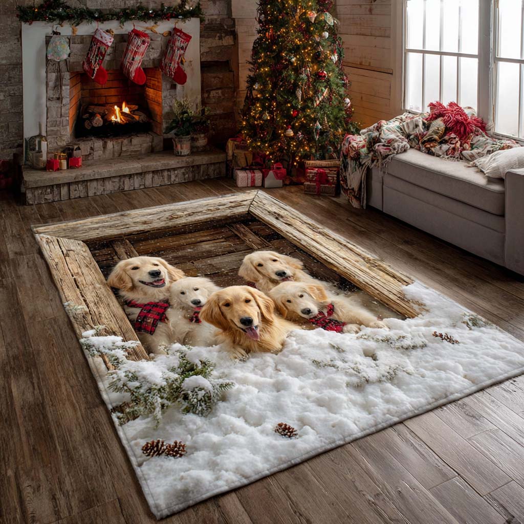 Christmas Golden Retriever Area Rug NCU0VT319