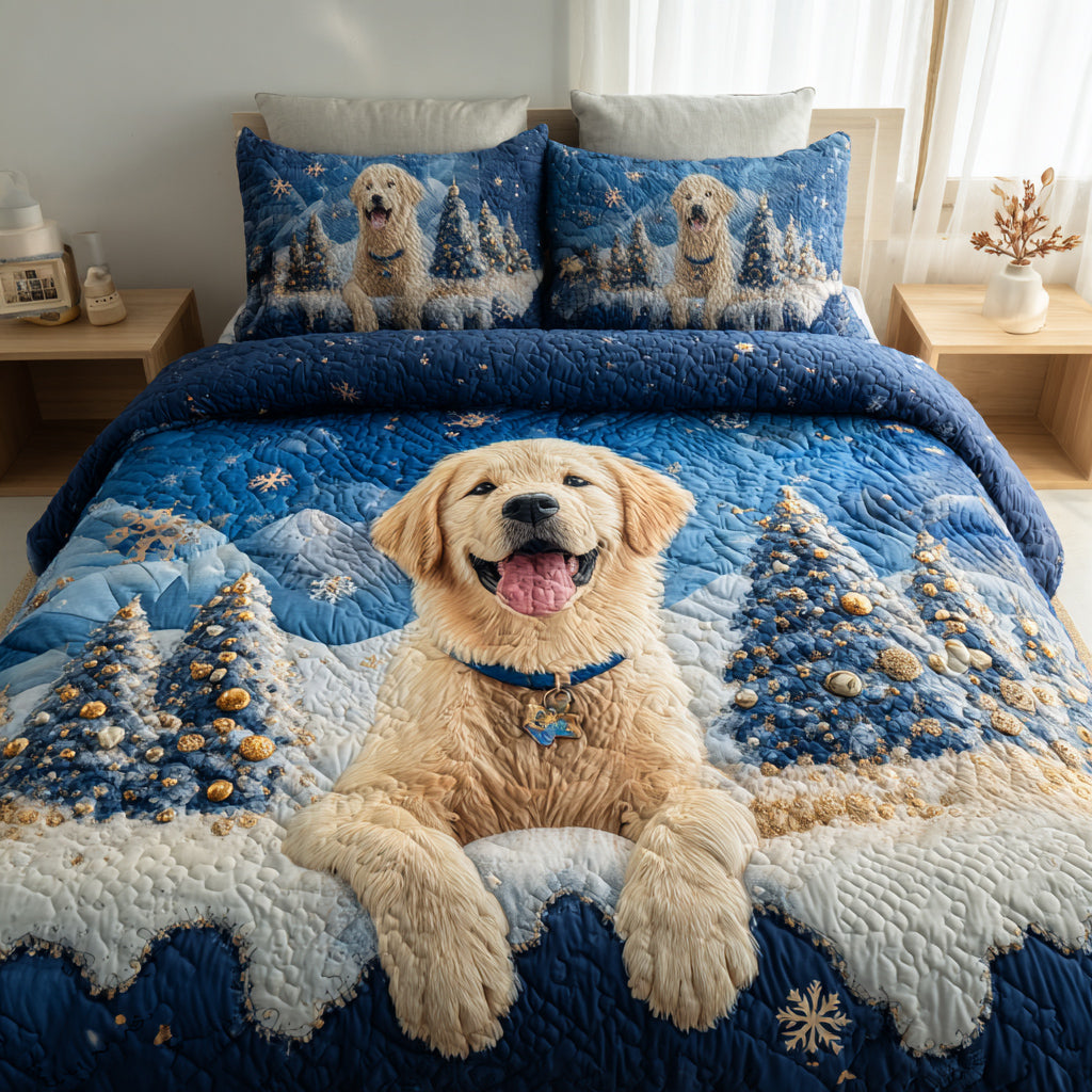 Golden Retriever 3-delt quiltet sengetøjssæt NCU0VT253