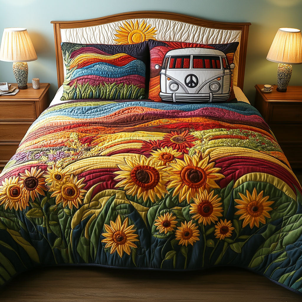 Solblomst Drøm 3-Delt Quilted Sengetøj Sæt NCU0PT5441
