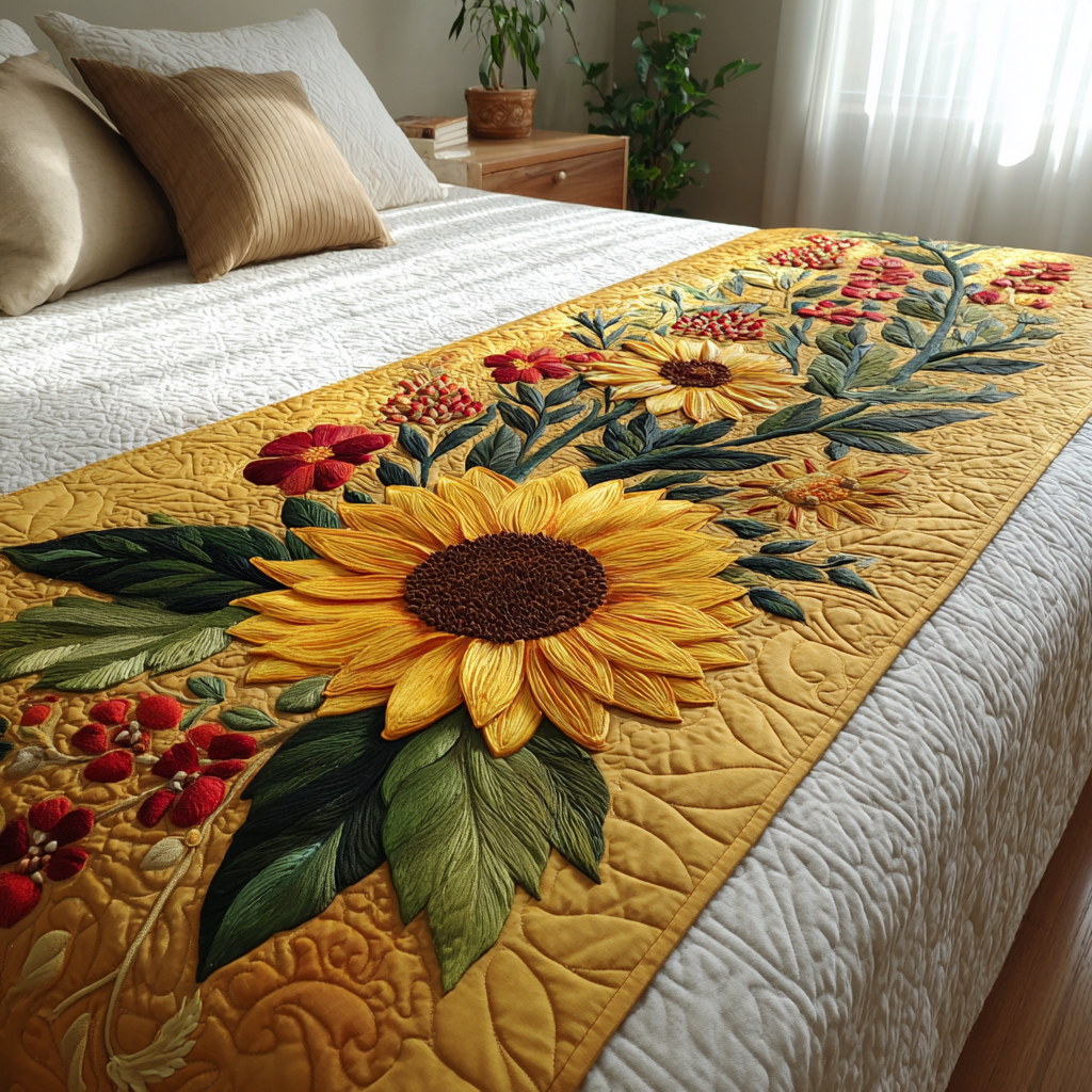 Solsikke Stier Quilted Bed Runner NCU0DK9196