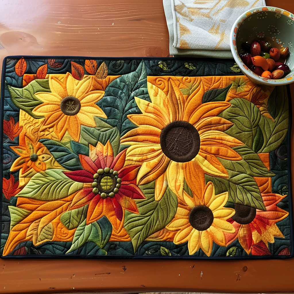 Solblomster Have Quilted Bordskåner NCU0TL045