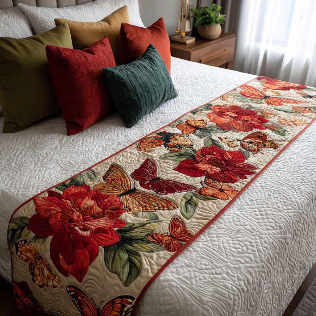 Solrig Sommerfugl Quilted Bed Runner NCU0DK9142