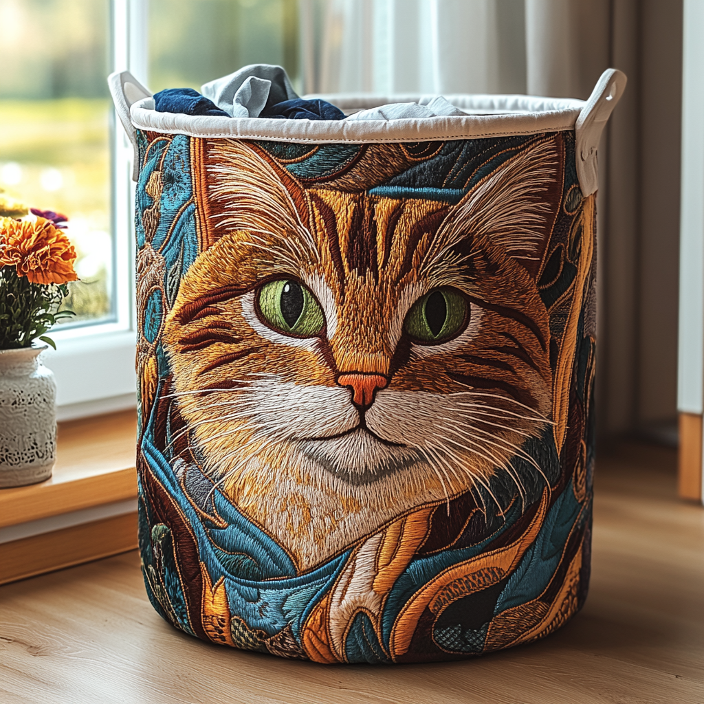 Solrig Kat Quilted Vasketøjskurv NCU0DDK609