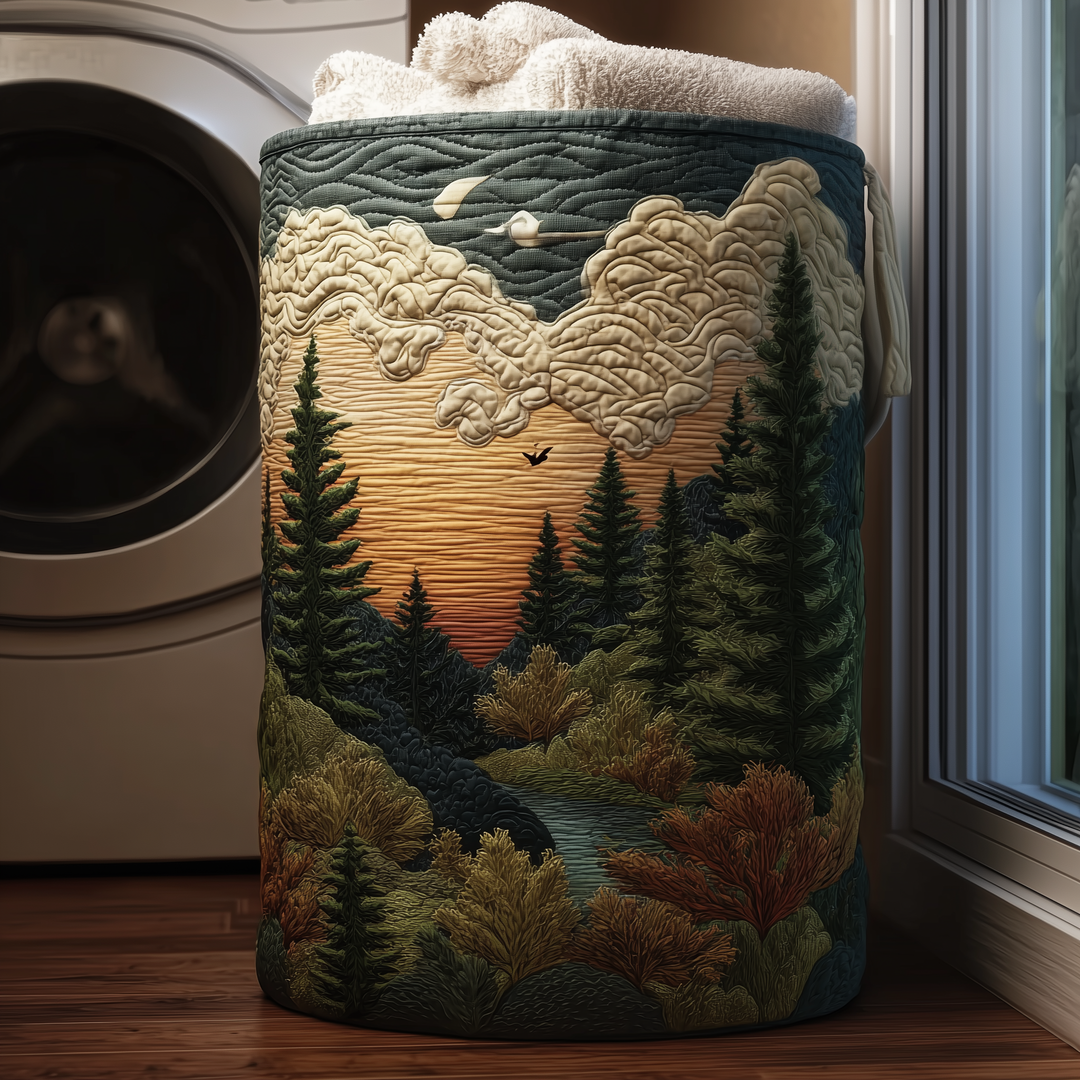 Solnedgangs Fyrretræer Quilted Vasketøjskurv NCU0TH2932