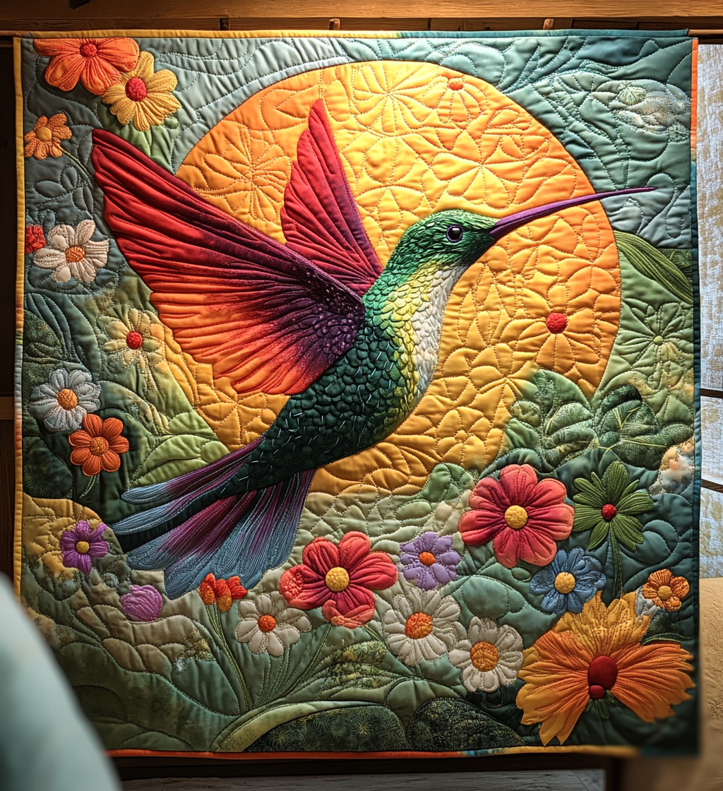 Solskinsblomst Kolibri Quiltet Tæppe NCU0DV1274