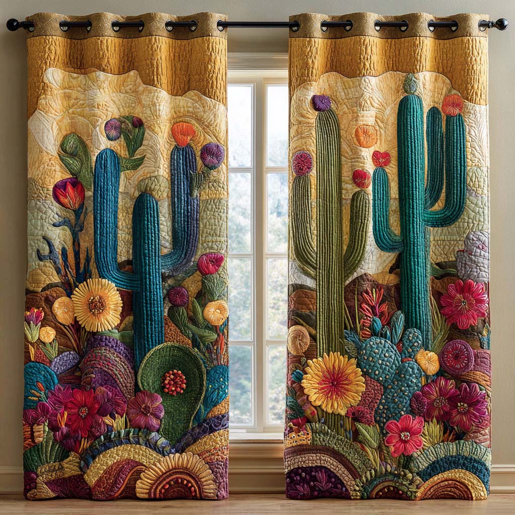 Teal Bloom Kaktus Quiltede Gardiner NCU0XD2003