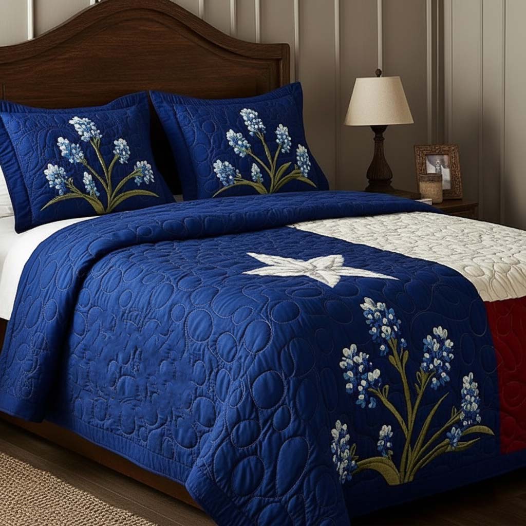 Texas Pride 3-delt quiltet sengetøjssæt NCU0NT5503