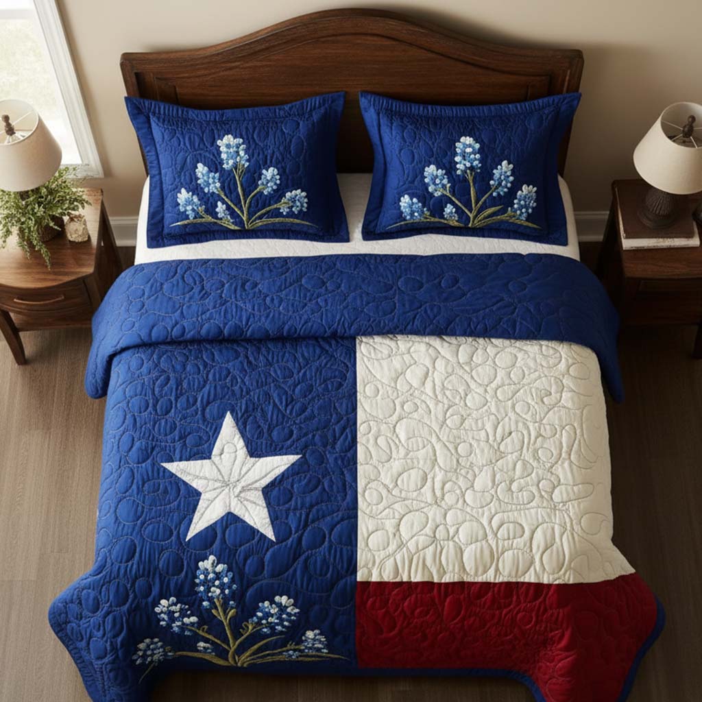 Texas Pride 3-delt quiltet sengetøjssæt NCU0NT5503
