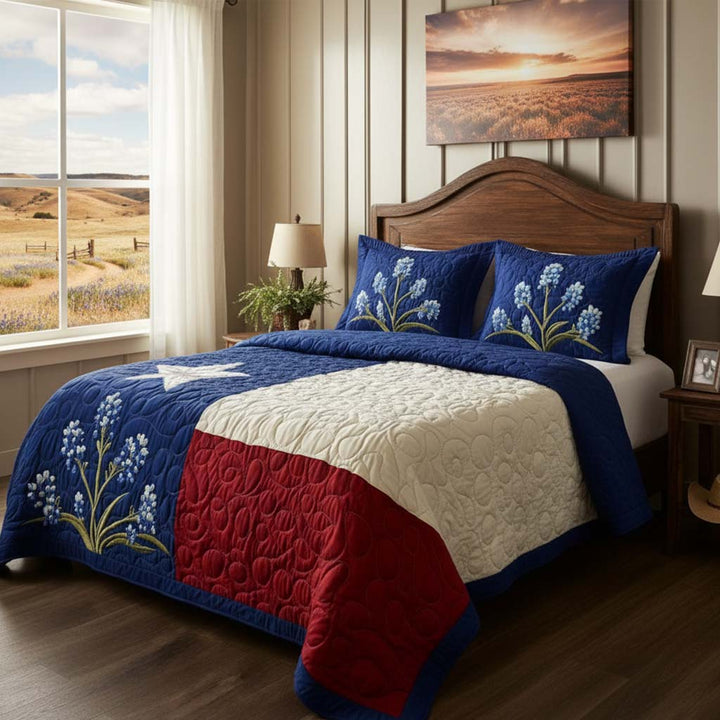 Texas Pride 3-delt quiltet sengetøjssæt NCU0NT5503