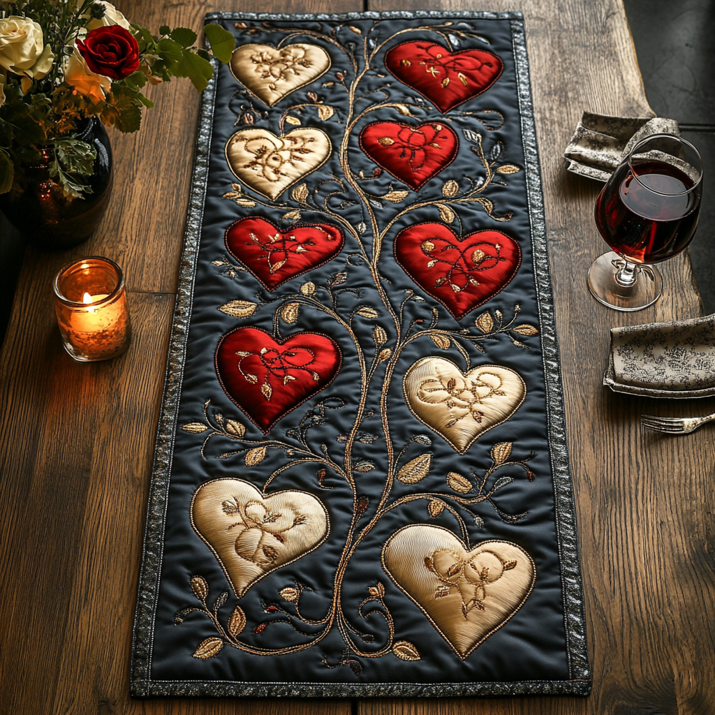 Hjerter Quilted Table Runner NCU0VT99