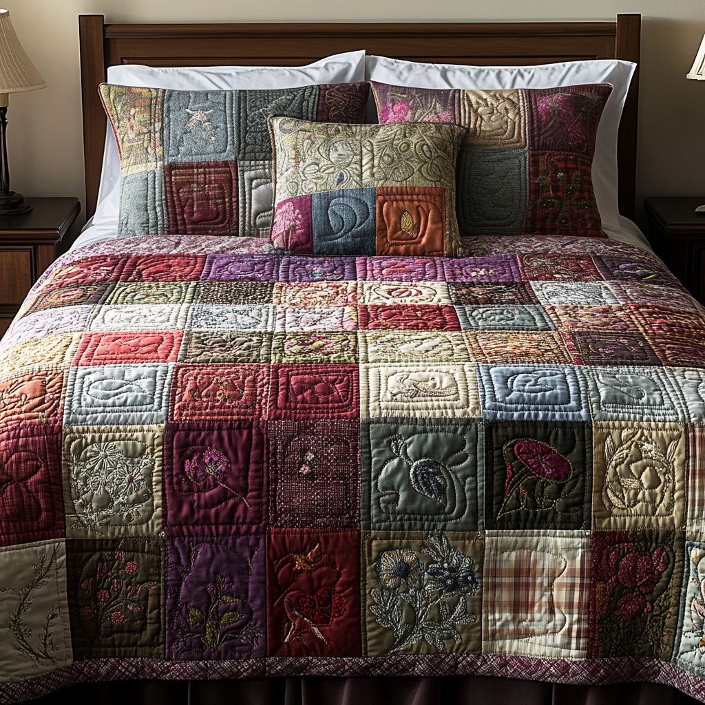 Patchwork 3-delt quiltet sengetøjssæt NCU0VT100