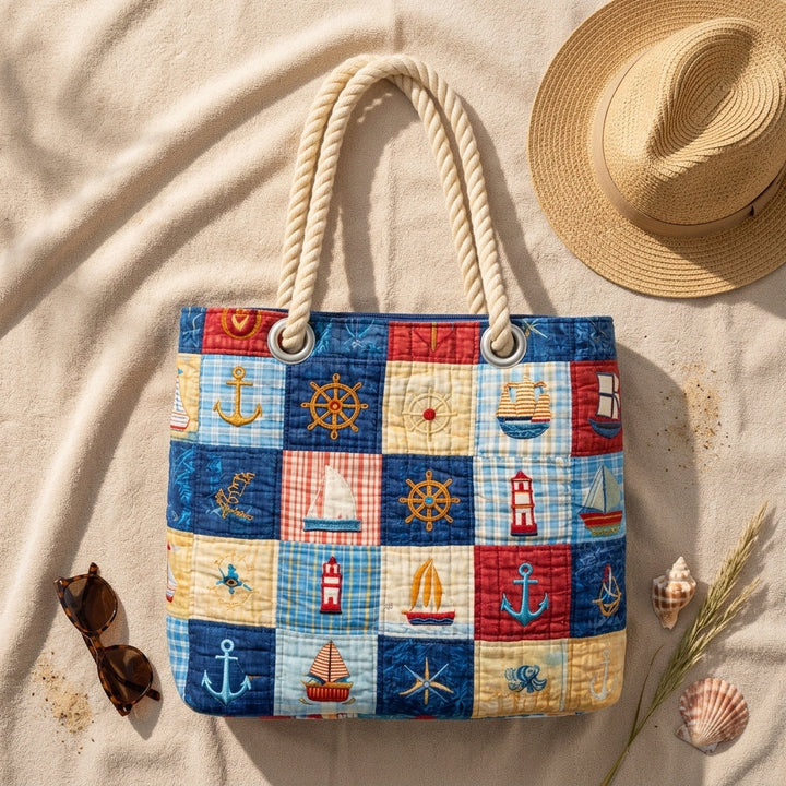 Strandtaske - Marine Patchwork
