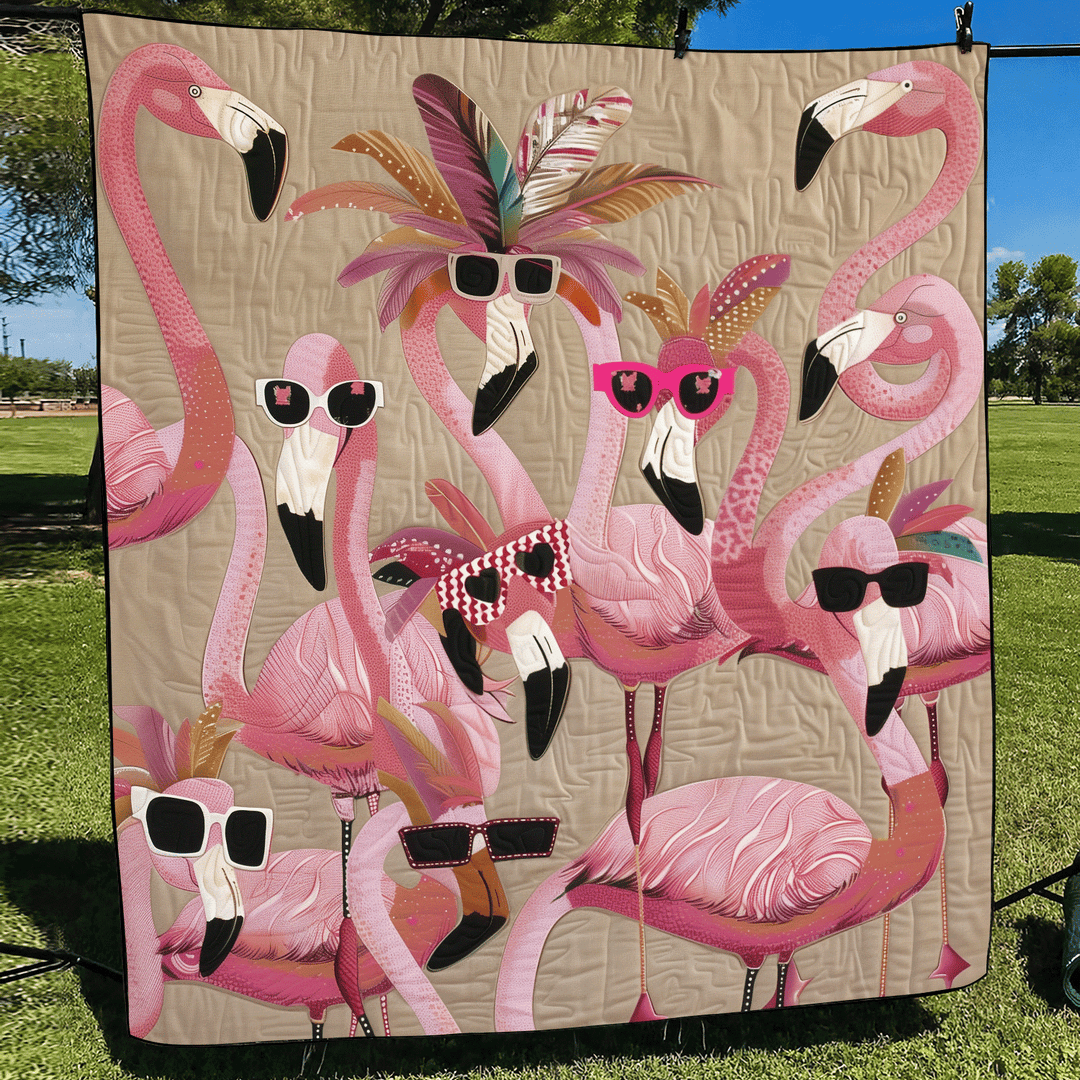 Tropisk Flamingo Delight Quiltet Tæppe NCU0TL748