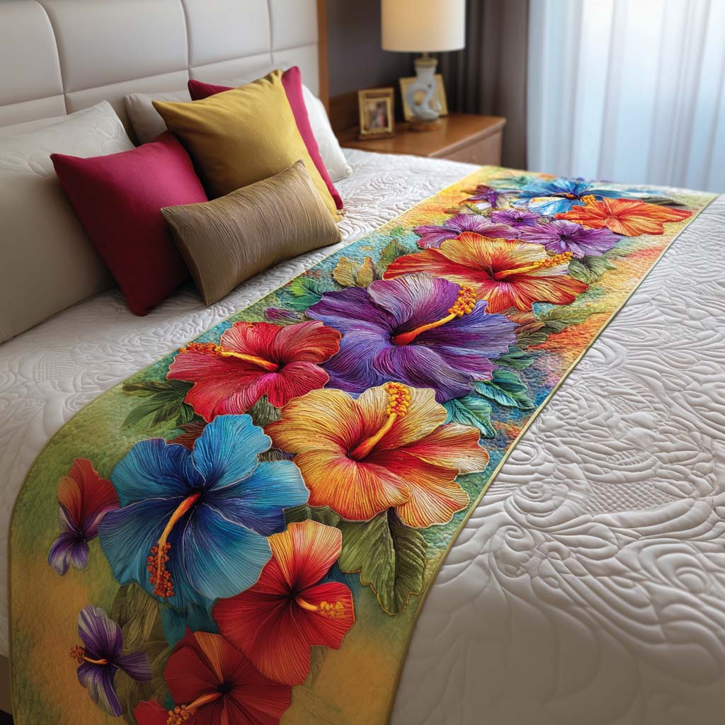 Tropisk Hibiscus Quiltet Sengeløber NCU0NT8592