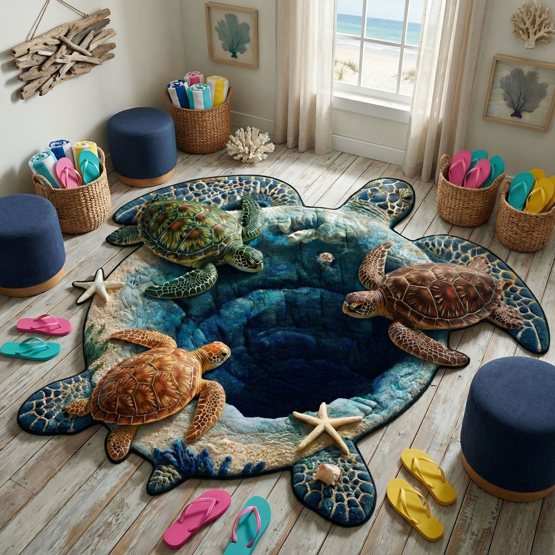Skræddersyet Turtle Serenity Formet Tæppe NCU0DV9596