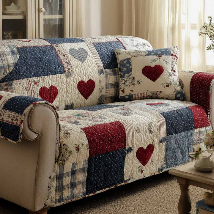 Varm Hjerter Quilted Sofa Dække NCU0XD2326