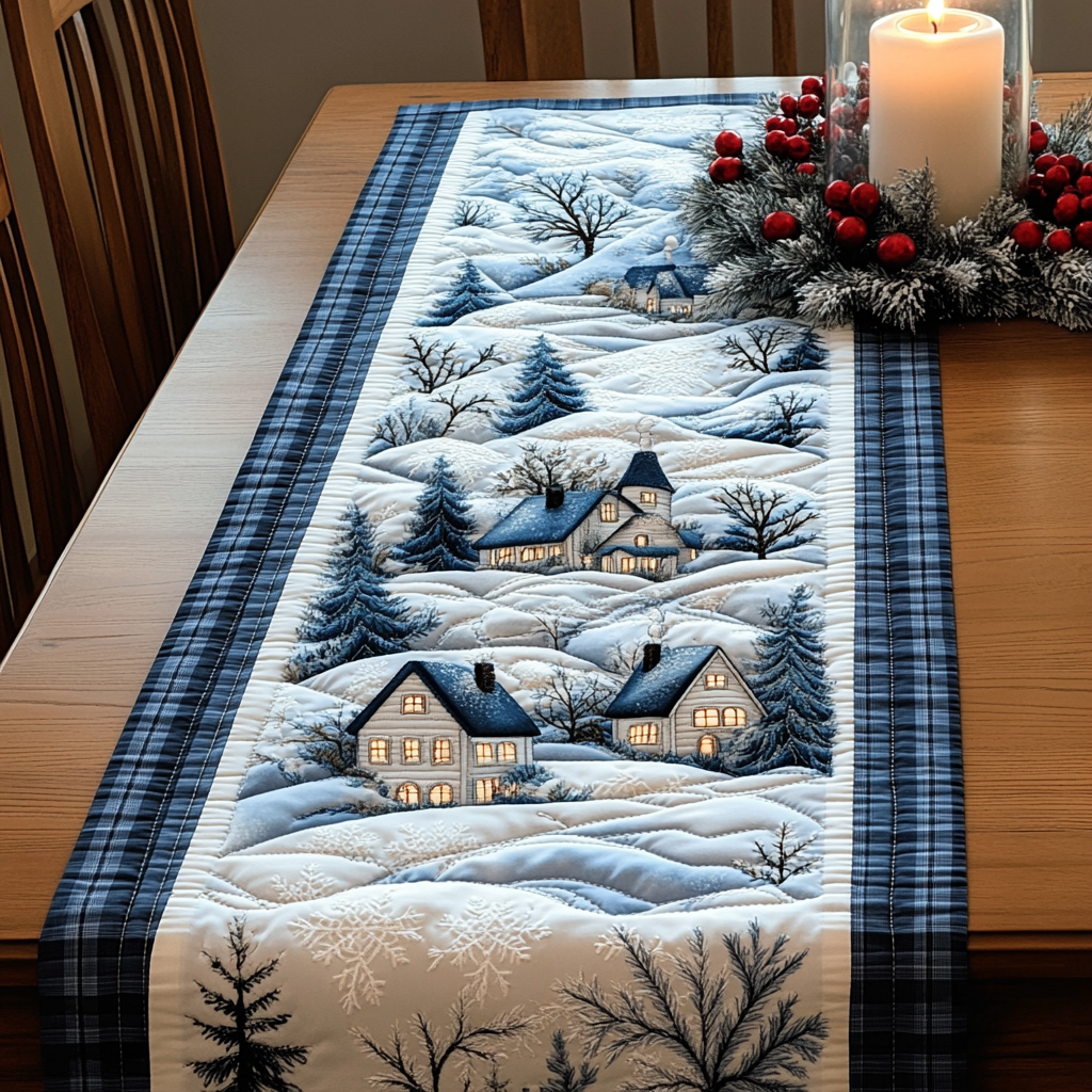 Vinter hvisken quiltet bordløber NCU0DV1954