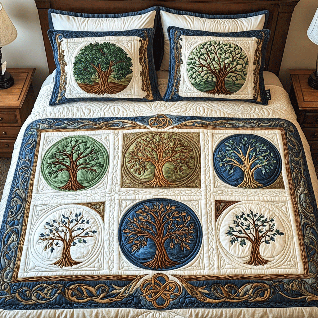 Ethereal Forest Quilt 3-delt quiltet sengetøjssæt NCU0TL2007