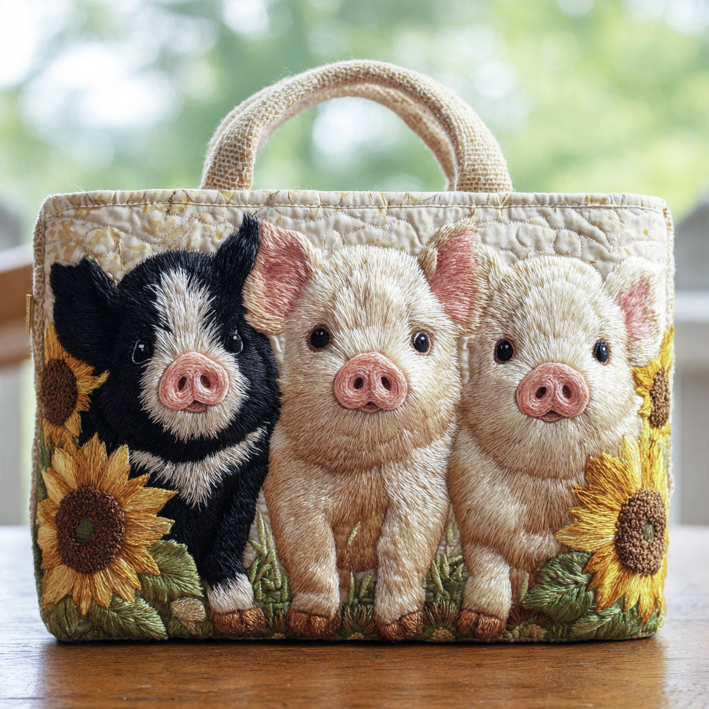 Solblomst Pig Charm CW0801018CL Quiltet Tote Taske
