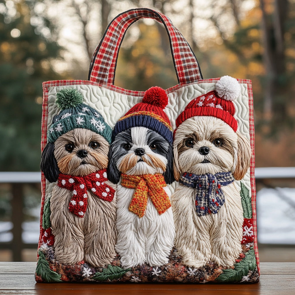 Jolly Little Shih Tzu XR3010008CL Quiltet Tote Bag