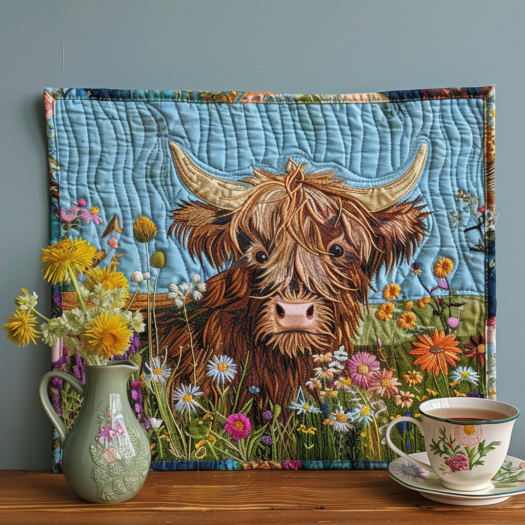 Eng Highland Baby Cow Quilted Placemat NCU0TL110