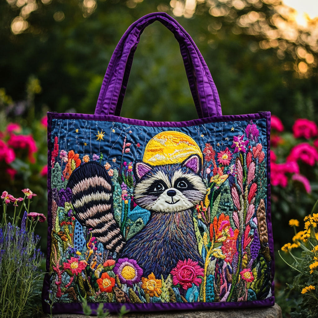 Floral Night Raccoon CW1501011CL Quiltet Tote Bag