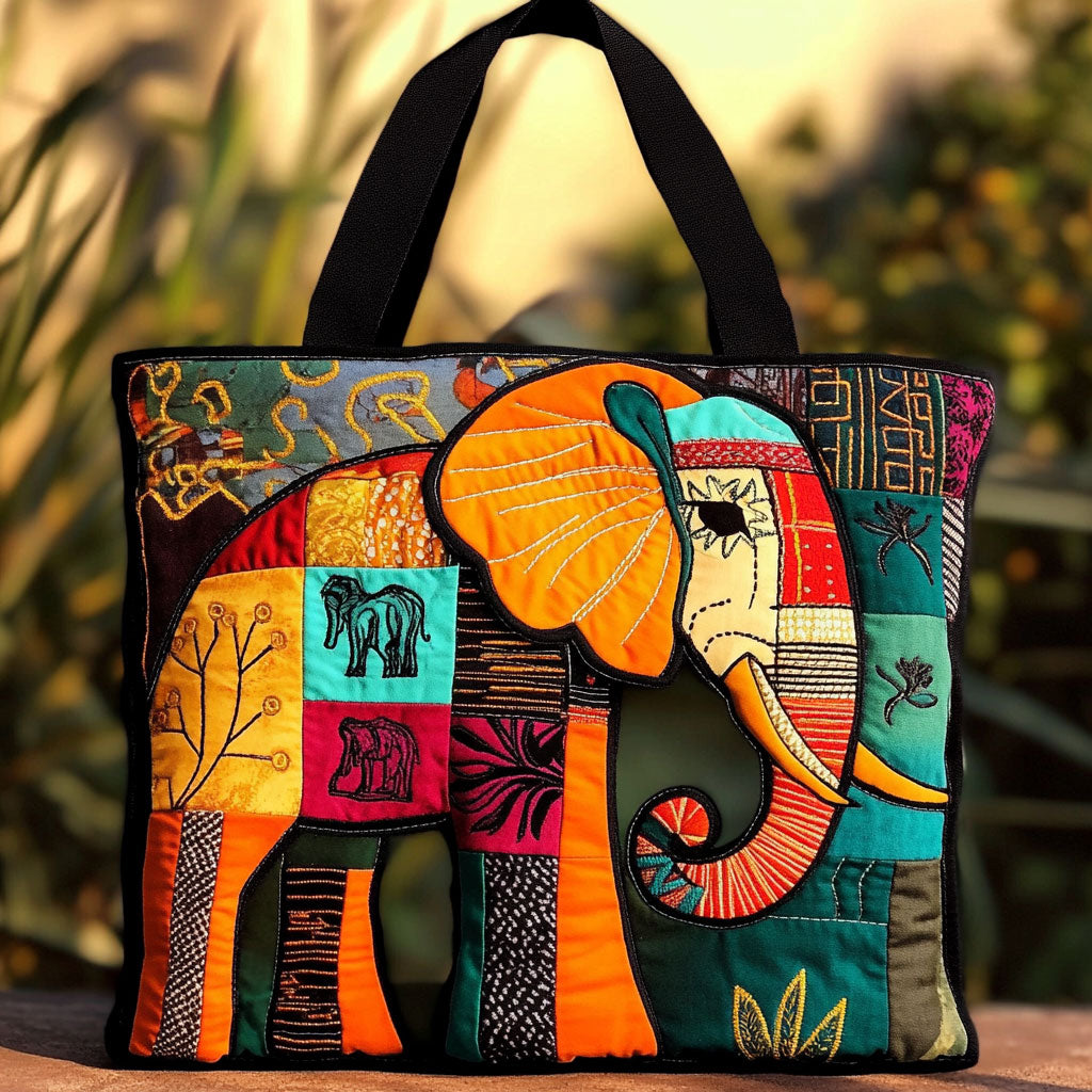 Tribal Elephant Essence WN0910064CL Quiltet Tote Bag
