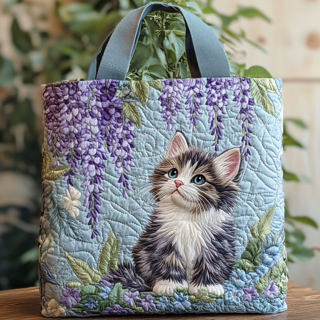 Wisteria Kitten CP1201085CL Quiltet Tote Bag