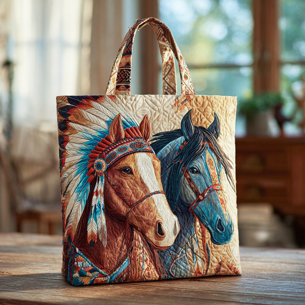 Native American Horse CW0801010CL Quiltet Tote Bag