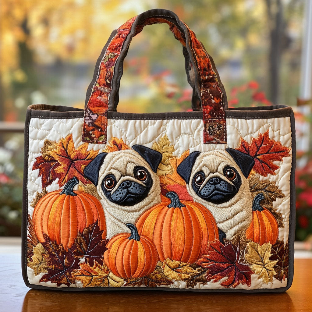 Efterårsgræskar Pug CW2209072CL Quiltet Tote Bag