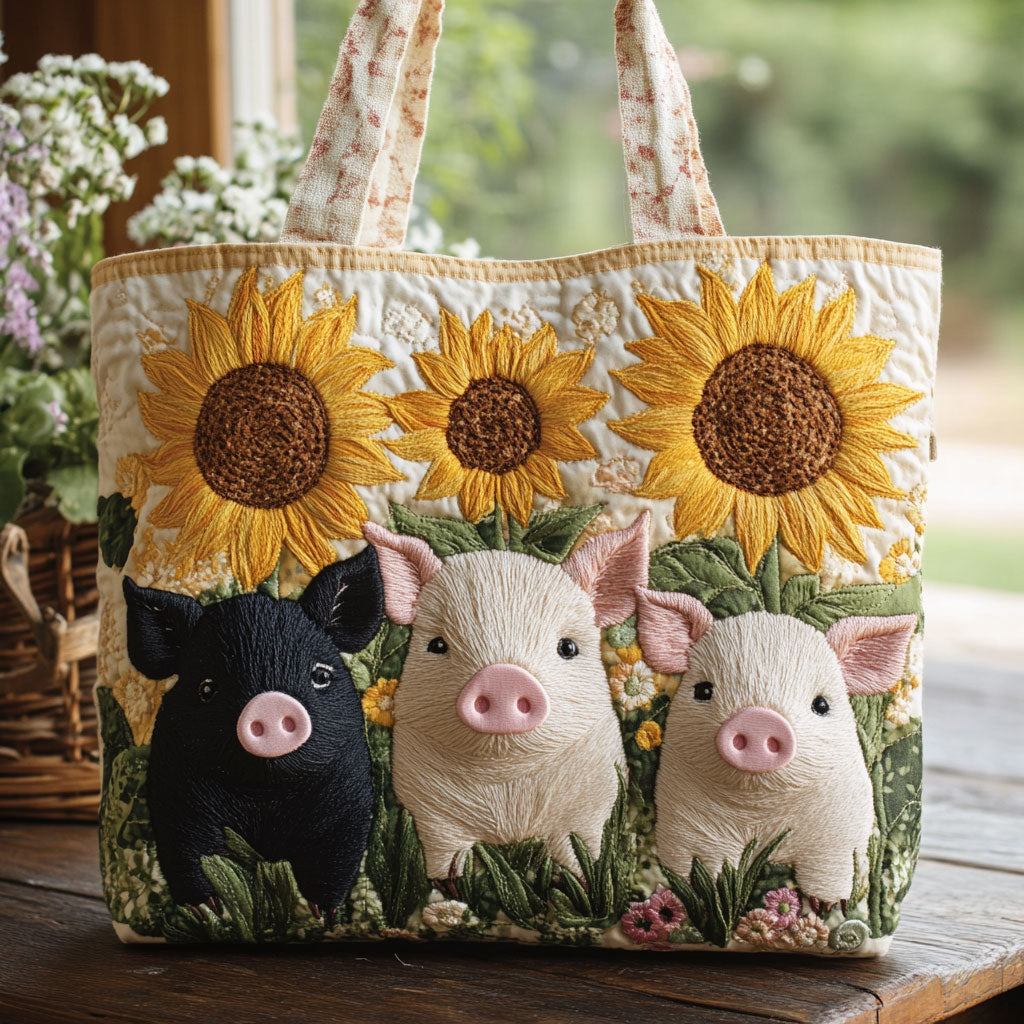 Solblomst og Grise CW0801017CL Quiltet Tote Bag