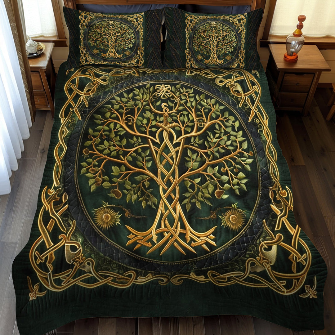 Celtic Heritage Tree of Life 3-delt quiltet sengetøjssæt NCU0PD039