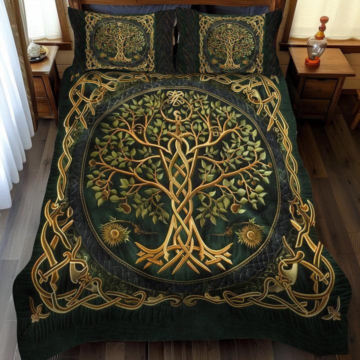 Celtic Heritage Tree of Life 3-delt quiltet sengetøjssæt NCU0PD039
