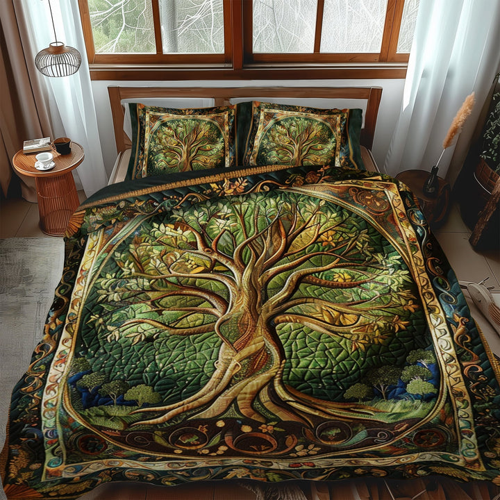 Vibrant Tree of Life 3-delt quiltet sengetøjssæt NCU0PD044