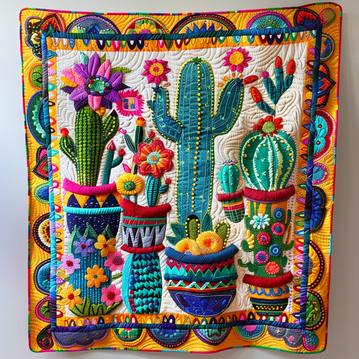 Saguaro Splendor Kaktus Quiltet Tæppe NCU0PD161