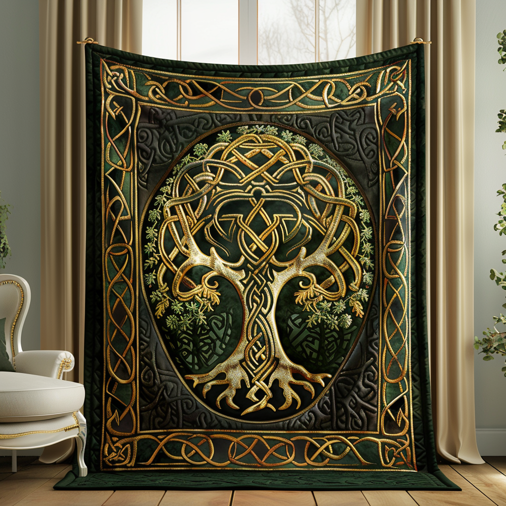Artisan Celtic Tree Of Life Quiltet Tæppe NCU0PD030