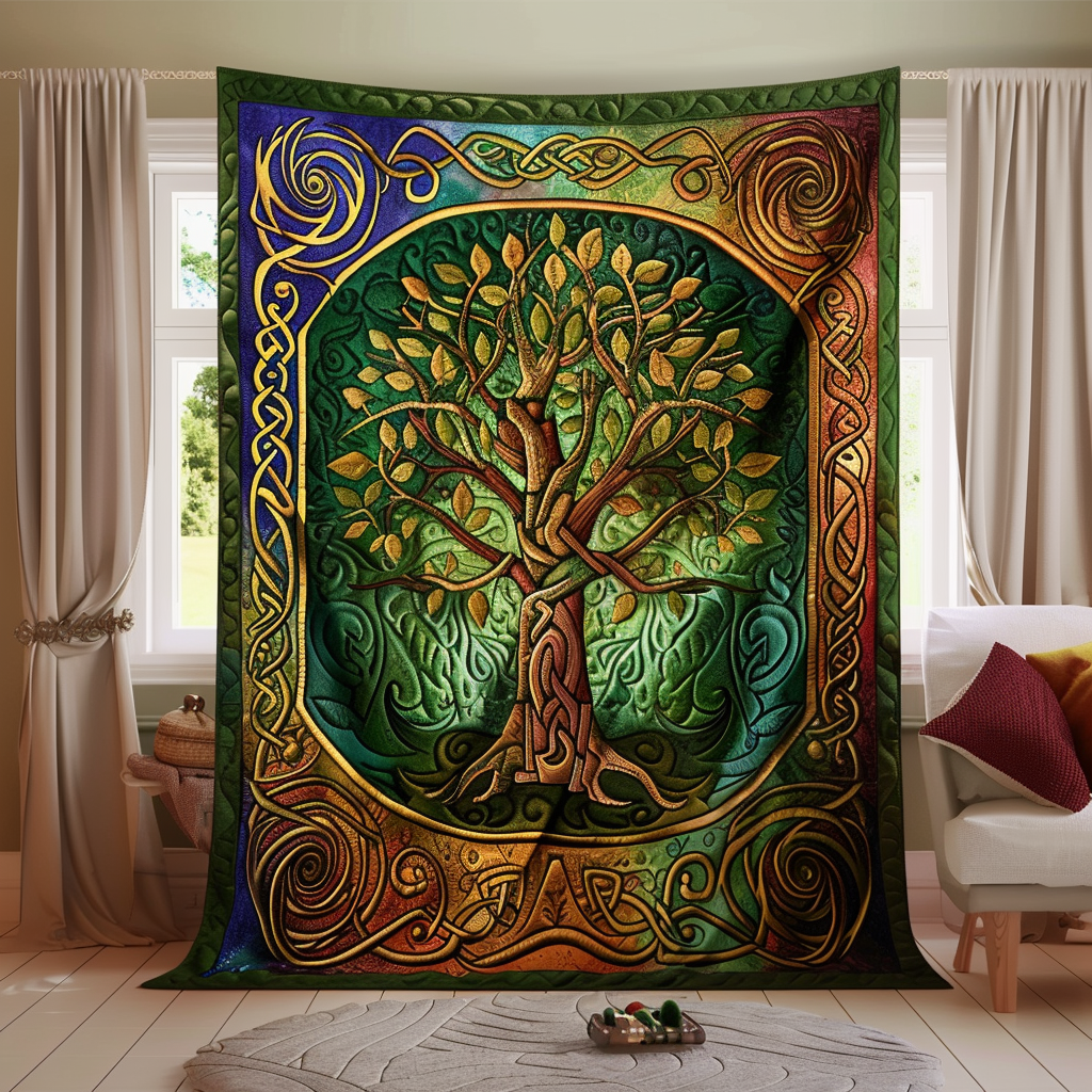 Celtic Heritage Tree of Life Quiltet Tæppe NCU0PD036