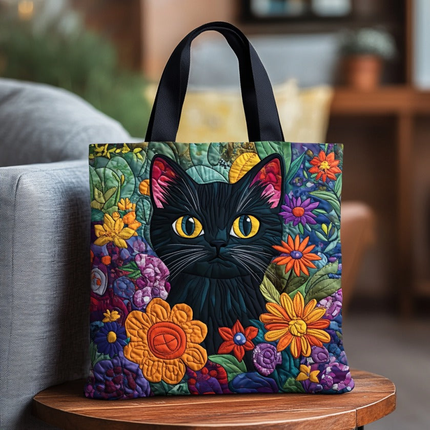 Blomster Sort Kat XR2709011CL Quiltet Tote Bag