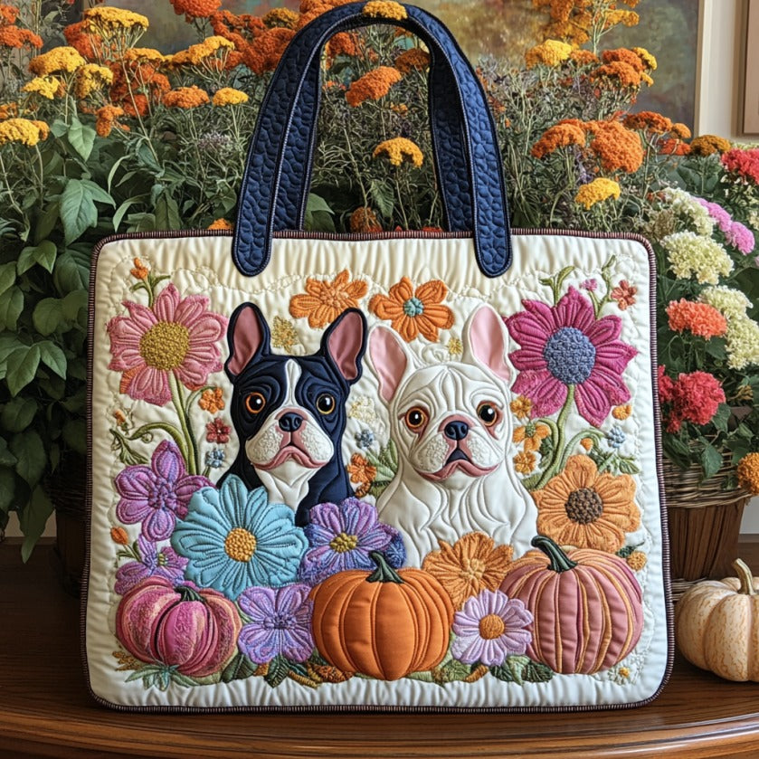 Blomsterede Franske Bulldogs XR2209026CL Vatteret Tote Bag