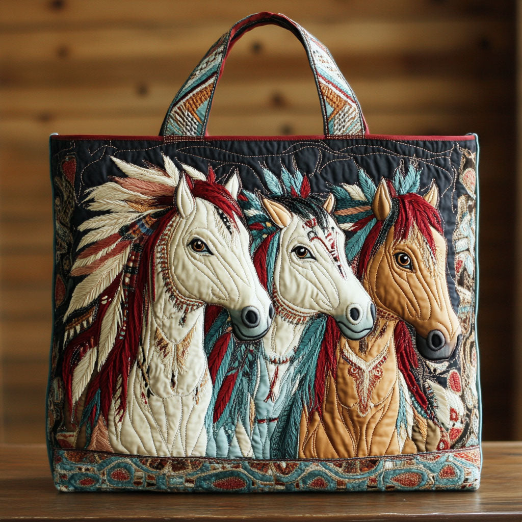 Native Horse Dream CW0801012CL Quiltet Tote Bag